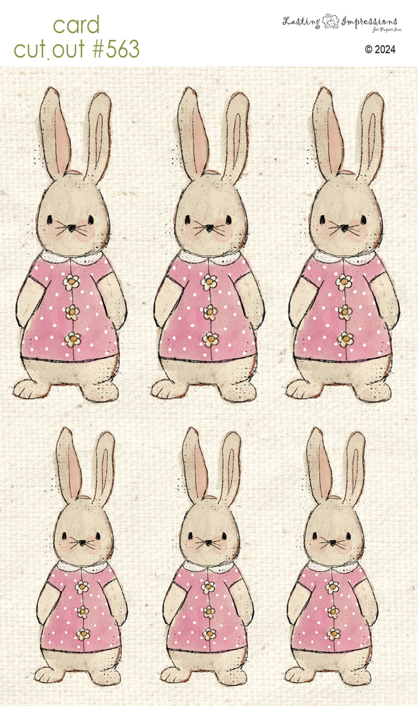 CCO 563 Card Cut Out # 563 Bunny with Pink Dress
