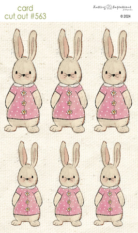 CCO 563 Card Cut Out # 563 Bunny with Pink Dress