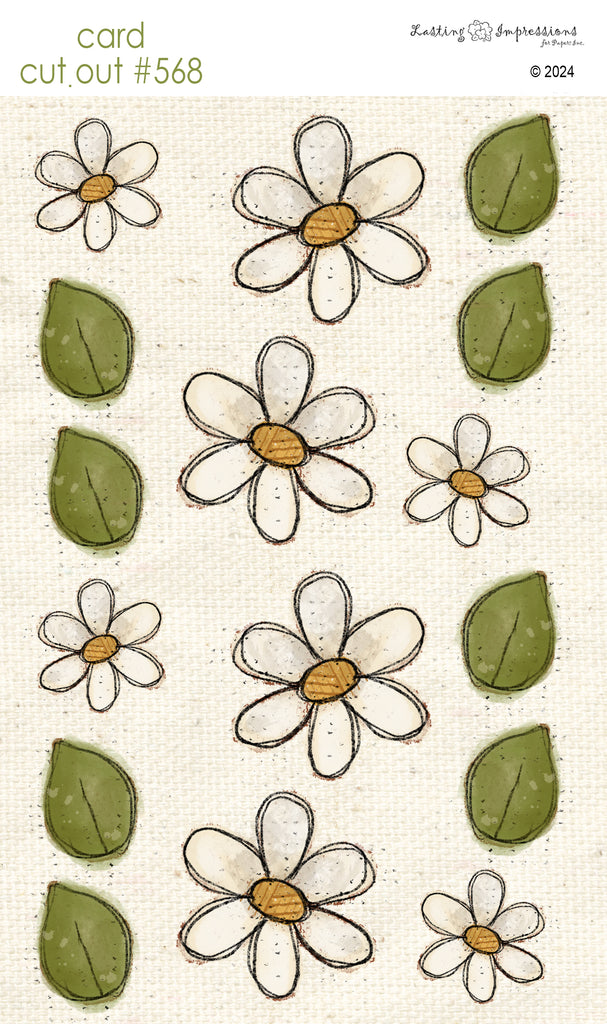 CCO 568 Card Cut Out # 568 White Flowers