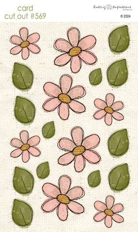 CCO 569 Card Cut Out # 569 Pink Flowers