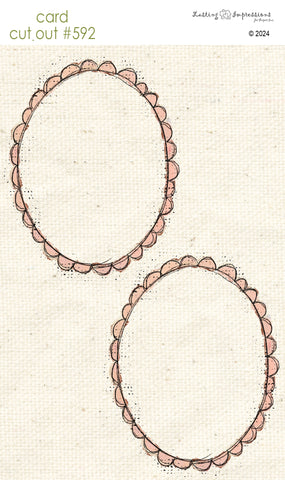 CCO 592 Card Cut Out # 592 Pink Geranium Scalloped Frame