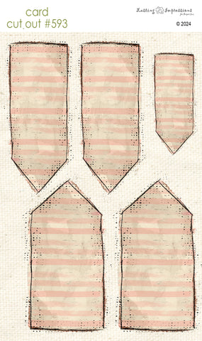 CCO 593 Card Cut Out # 593 Pink Geranium Striped Tags