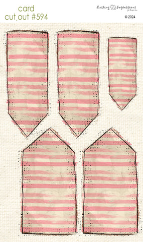 CCO 594 Card Cut Out # 594 Pink Cosmos Striped Tags