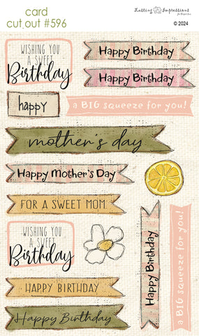 CCO 596 Card Cut Out # 596 Lemon Mom & Birthday Sentiments