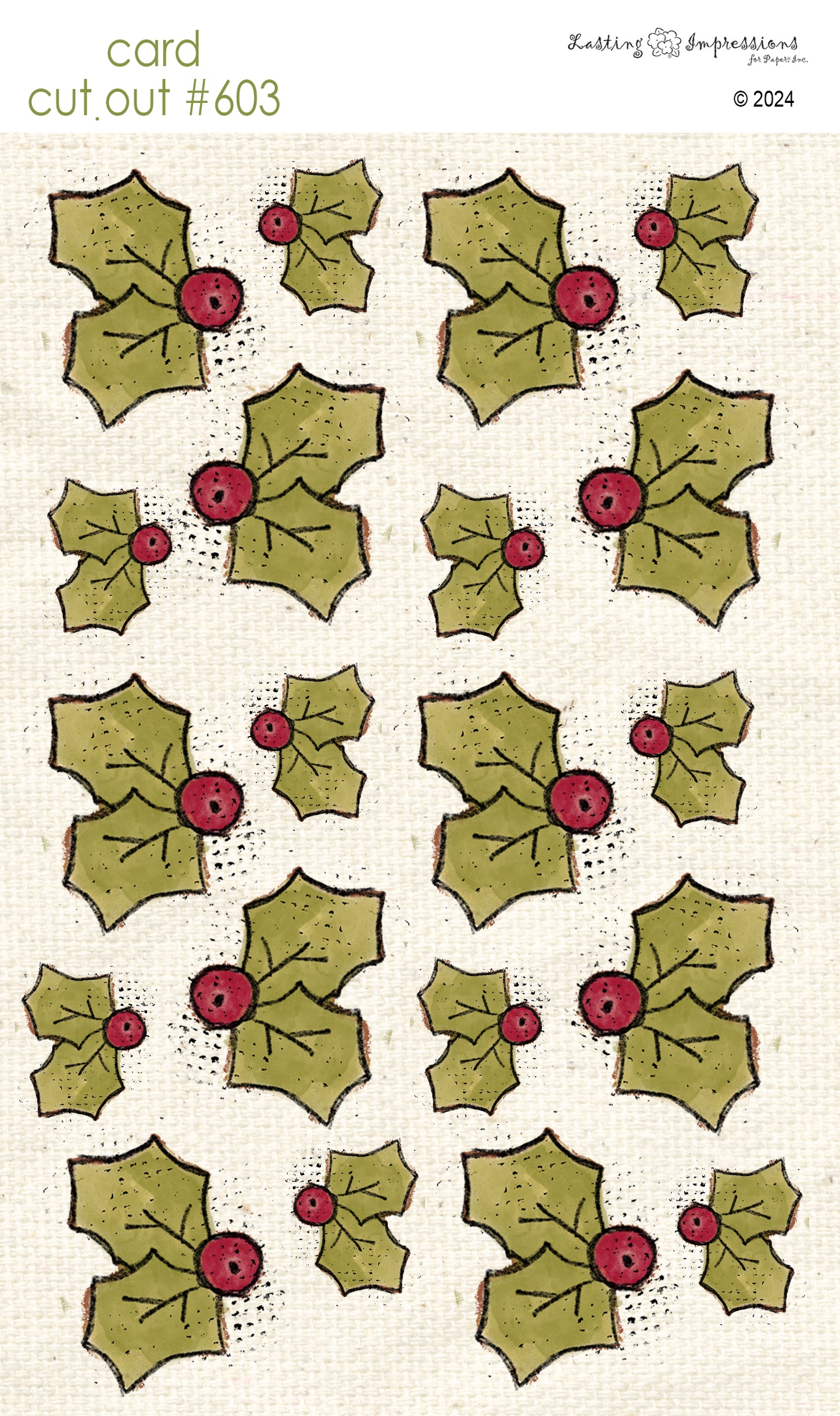 CCO 603 Card Cut Out #603 Holly Clusters