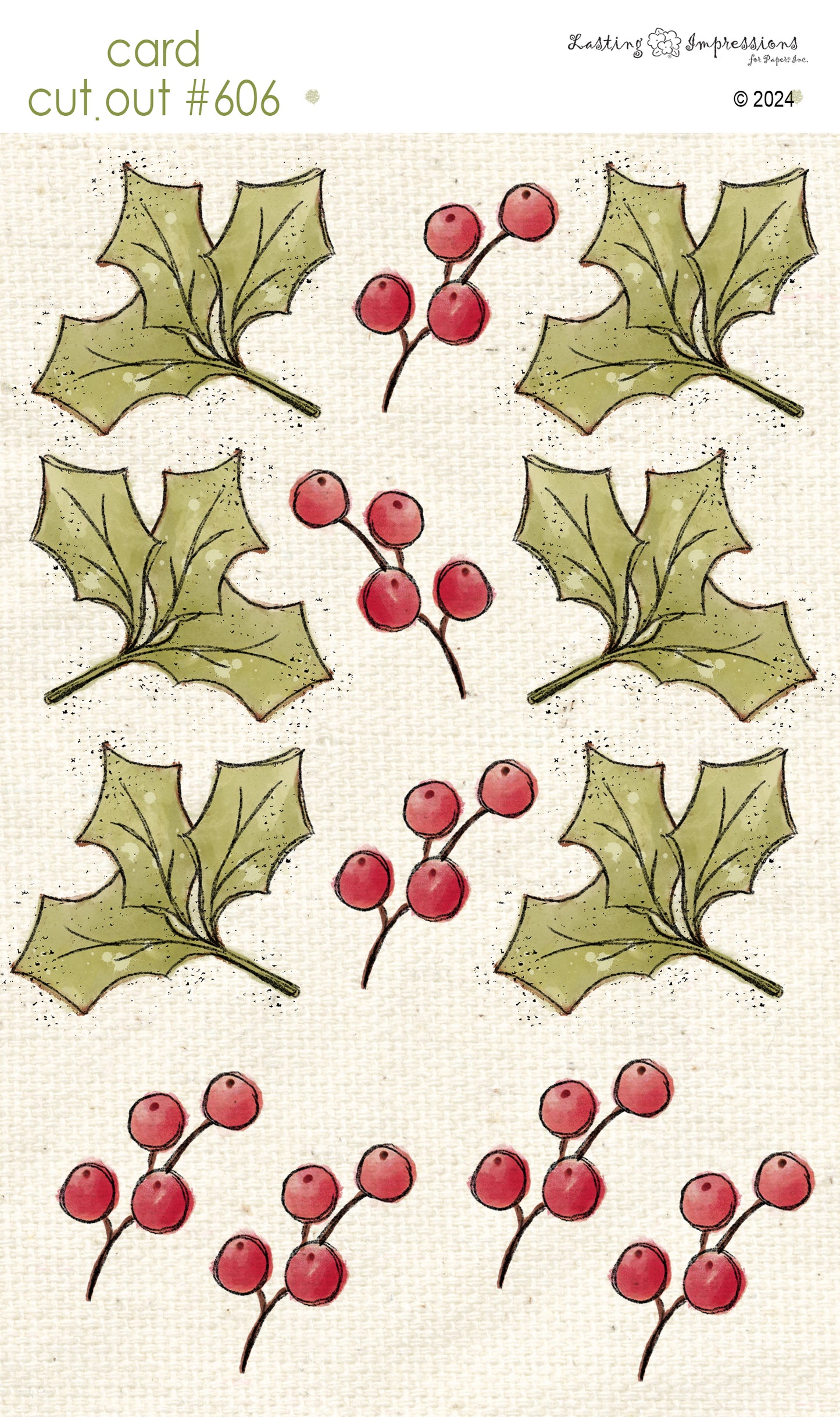 CCO 606 Card Cut Out #606 Holly Branch