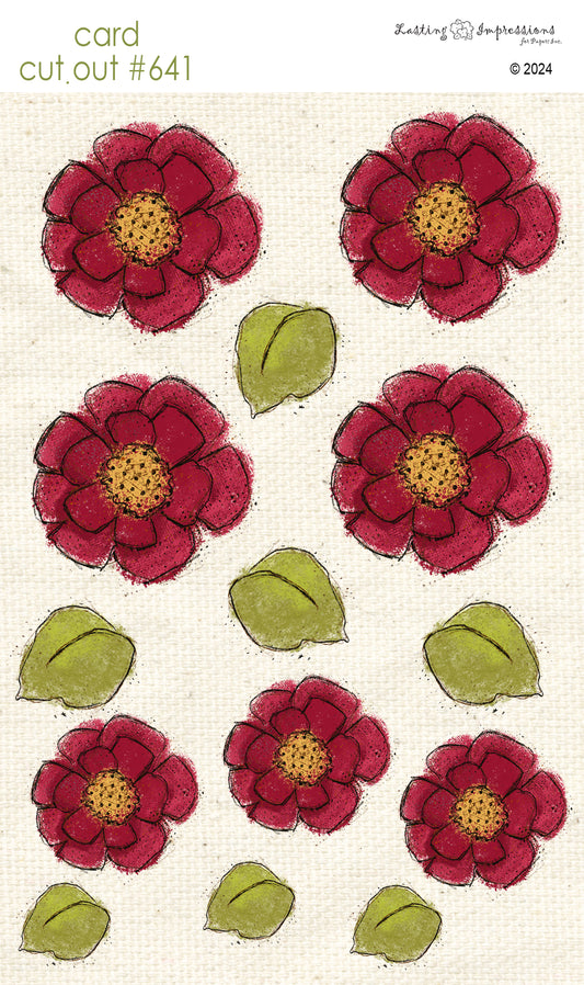 CCO 641 Card Cut Out #641 Red Zinnias