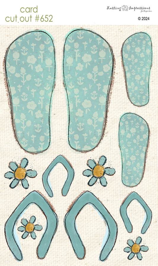 CCO 652 Card Cut Out #652 Blue Flip Flops