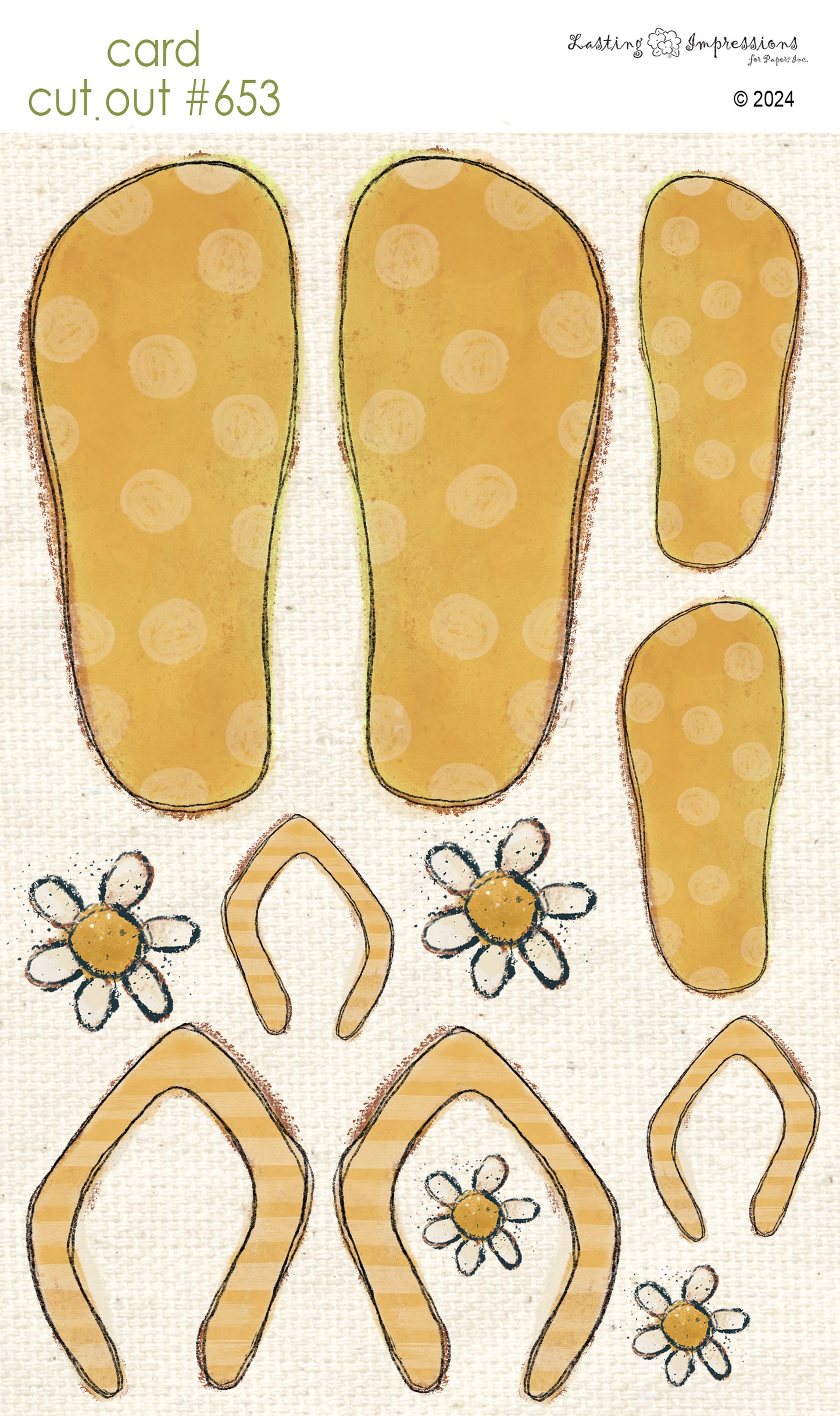 CCO 653 Card Cut Out #653 Yellow Flip Flops