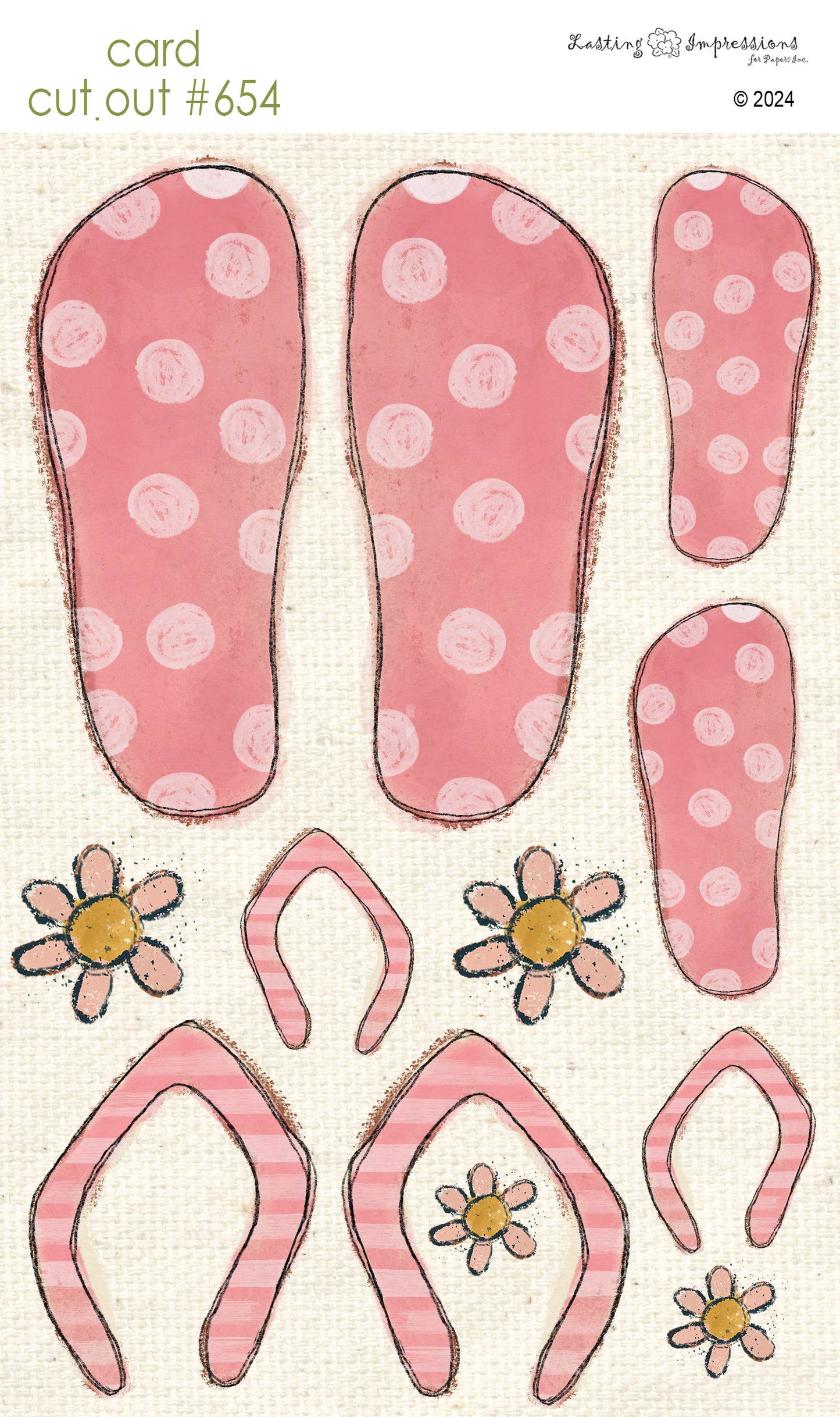 CCO 654 Card Cut Out #654 Pink Flip Flops (Copy)