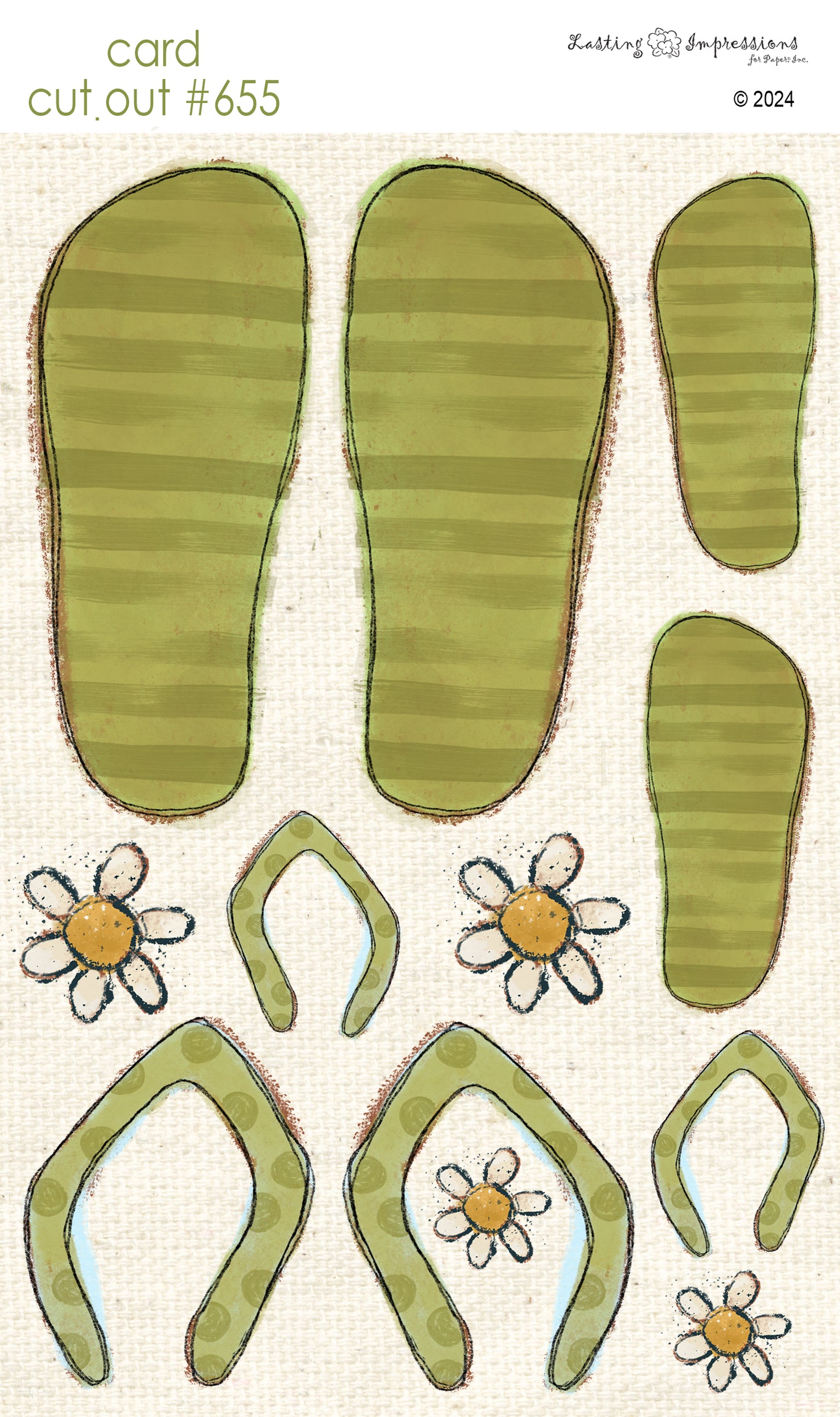 CCO 655 Card Cut Out #655 Green Flip Flops