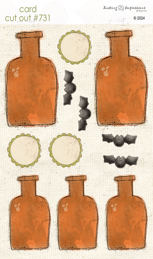 CCO 731 Card Cut Out # 731 Orange Potion Bottle