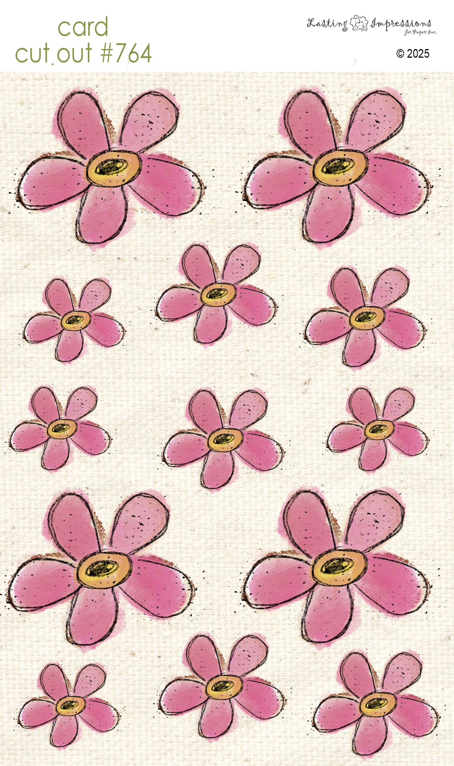 CCO 764 Card Cut Out # 764 Pink Cosmos Flowers