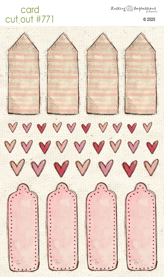 CCO 771 Card Cut Out # 771 Hearts & Tags / Notes