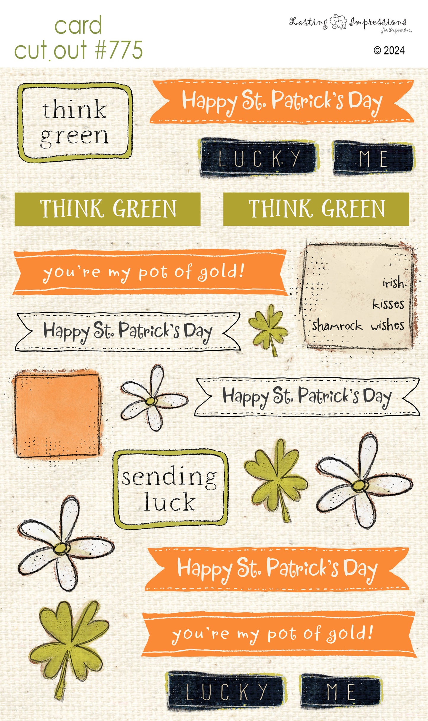 CCO 775 Card Cut Out # 775 St Patrick's Day Sentiments