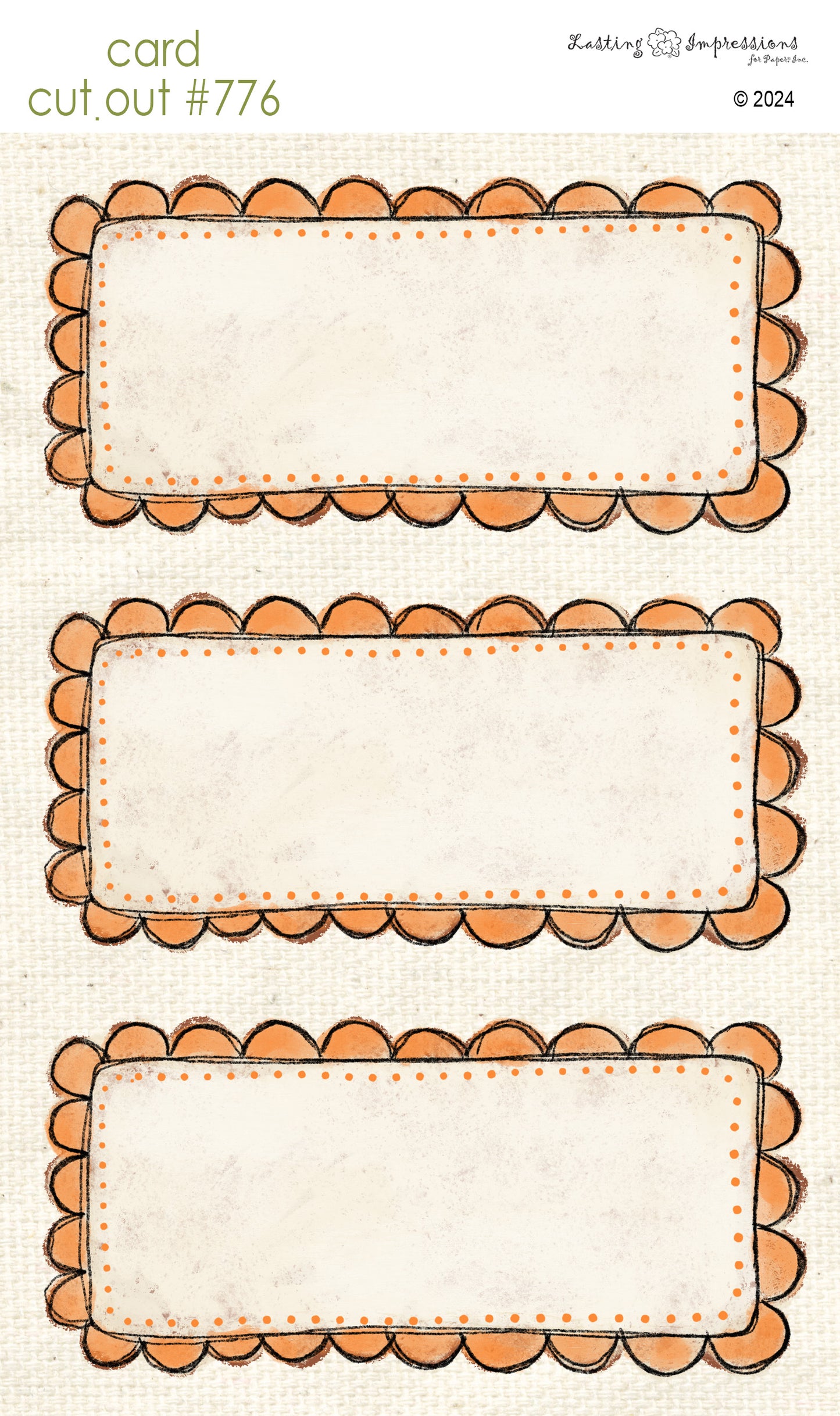 CCO 776 Card Cut Out # 776 Orange Scalopped Frame