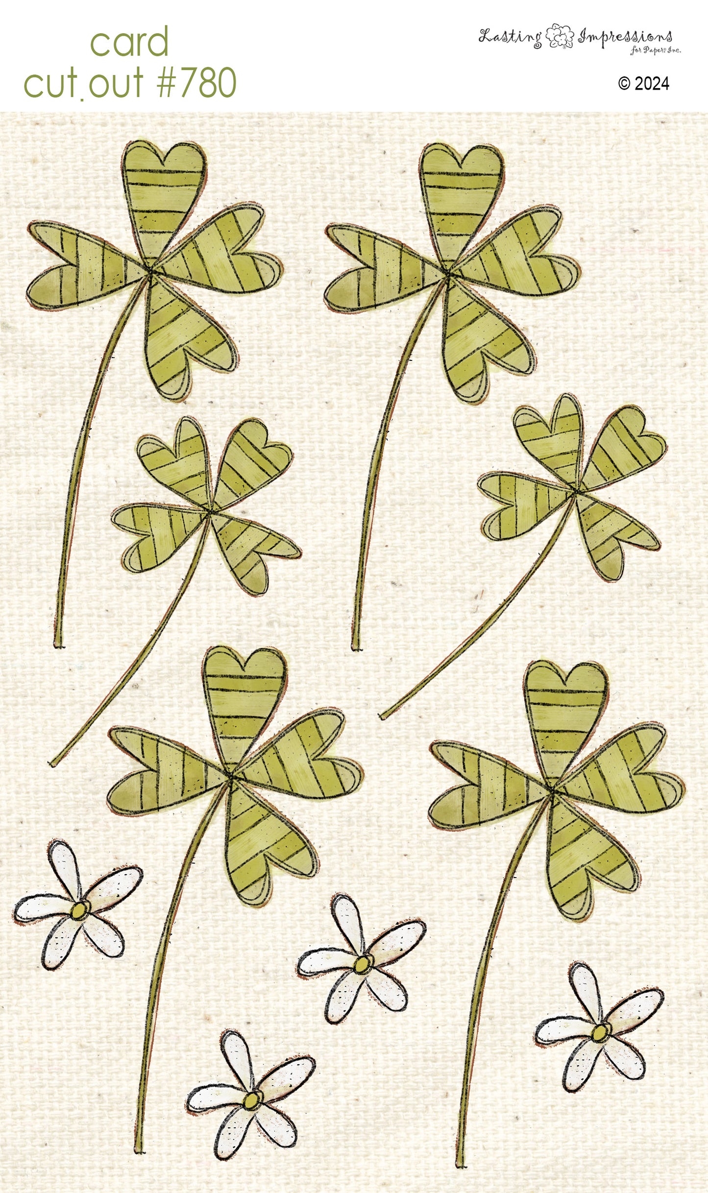 CCO 780 Card Cut Out # 780 Shamrocks with Stems