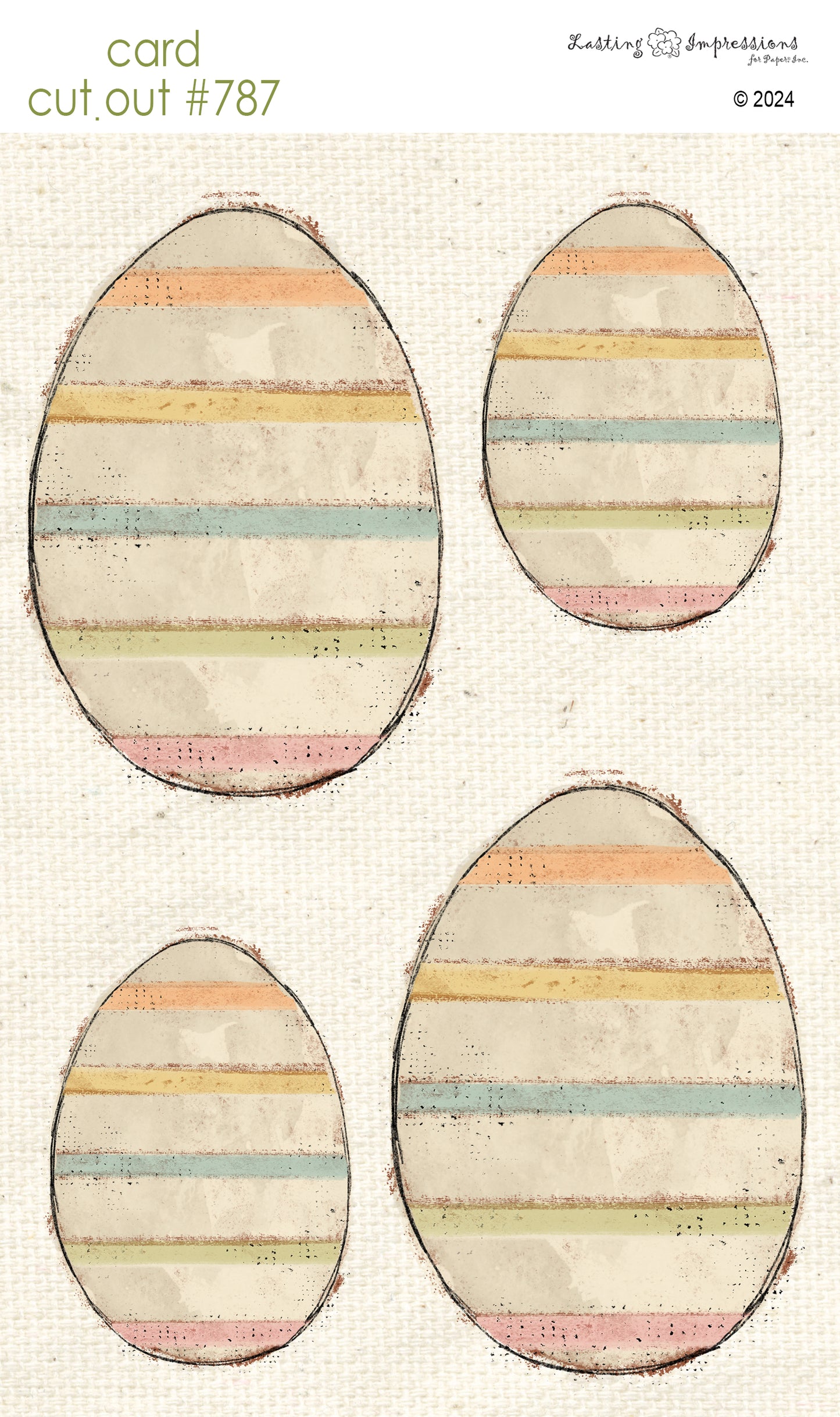 CCO 787 Card Cut Out # 787 Striped Easter Eggs Med & Small