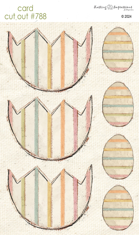 CCO 788 Card Cut Out # 788 Cracked Striped Easter Eggs Large