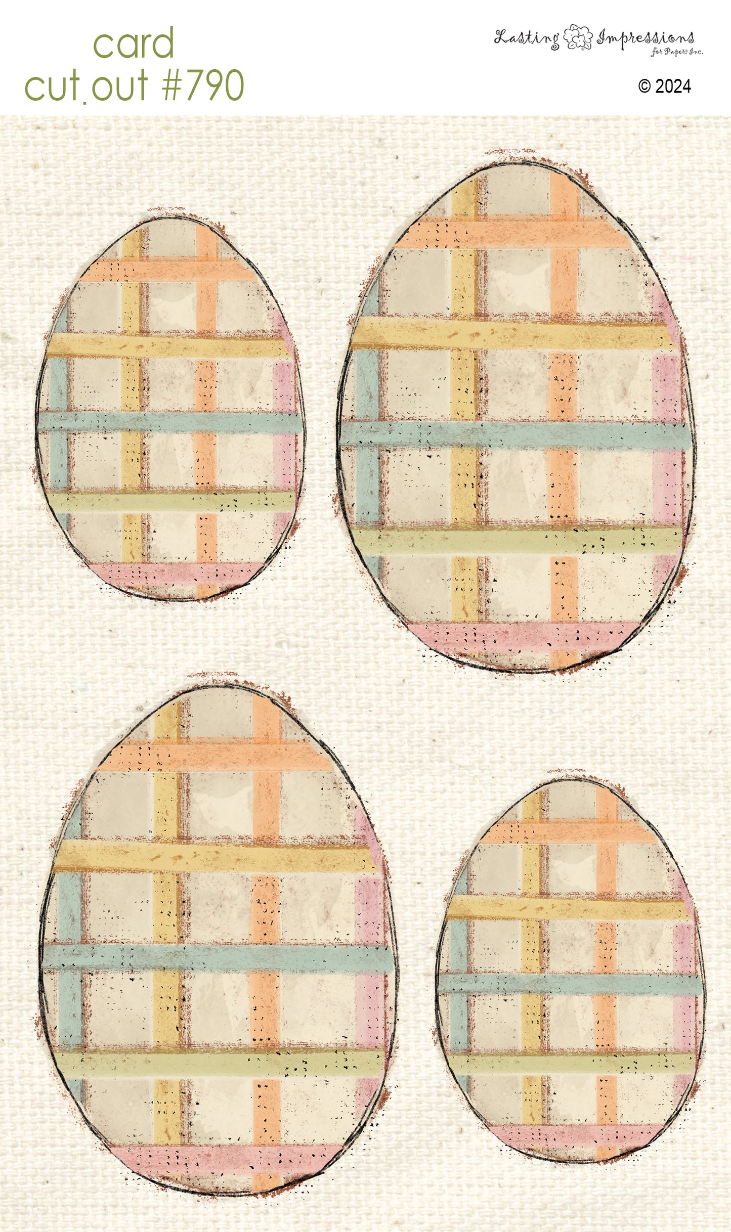 CCO 790 Card Cut Out # 790 Plaid Easter Eggs Med & Small