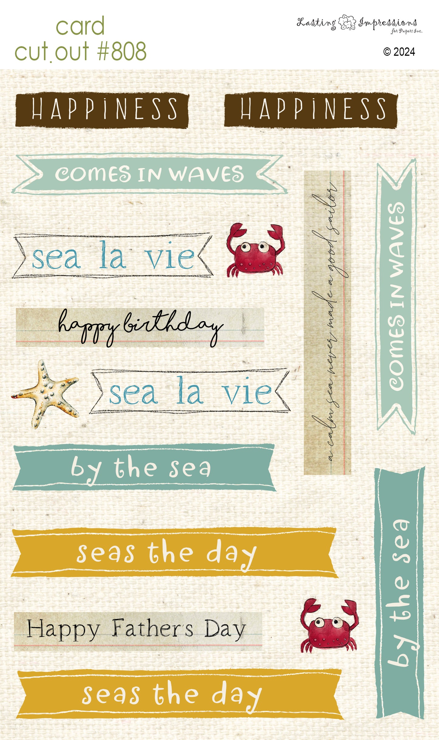 CCO 808 Card Cut Out # 808 By the Sea Sentiments