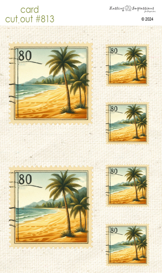 CCO 813 Card Cut Out # 813 Beach Postage  Stamp