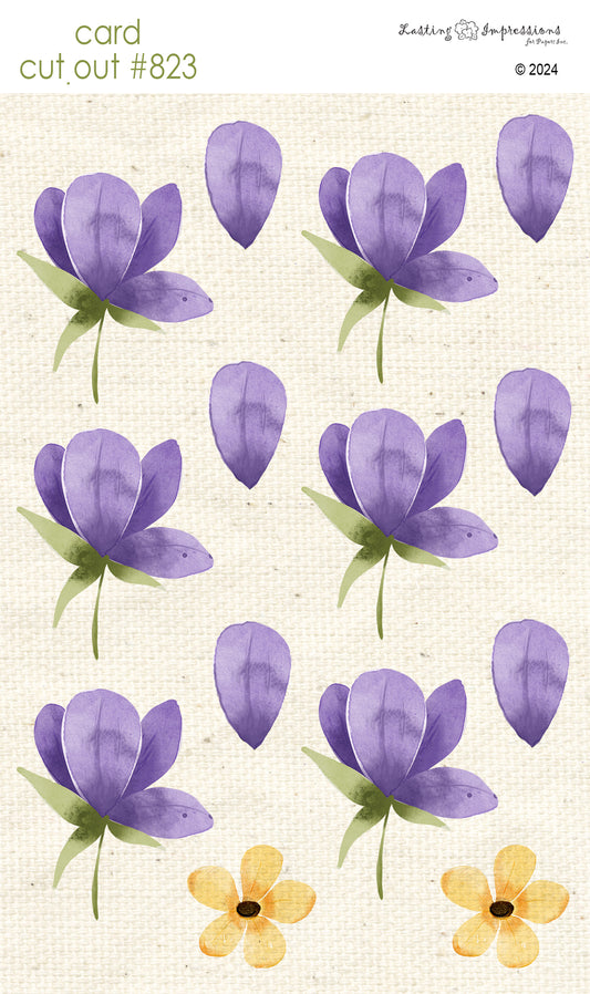CCO 823 Card Cut Out # 823 Purple Blooms