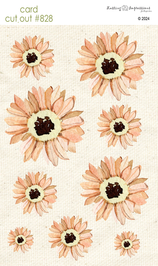 CCO 828 Card Cut Out # 828 Peach Gerber Daisy