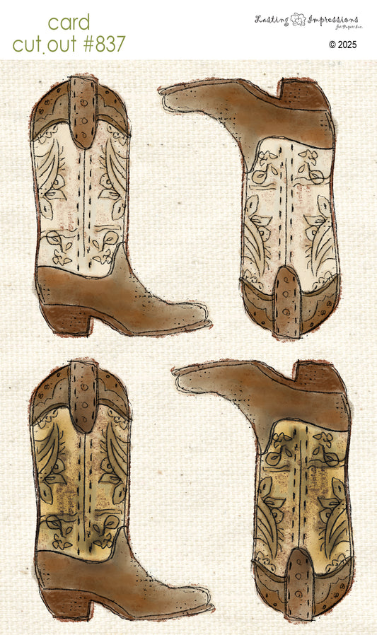 CCO 837 Card Cut Out # 837 Cream Cowboy Boots (Copy)