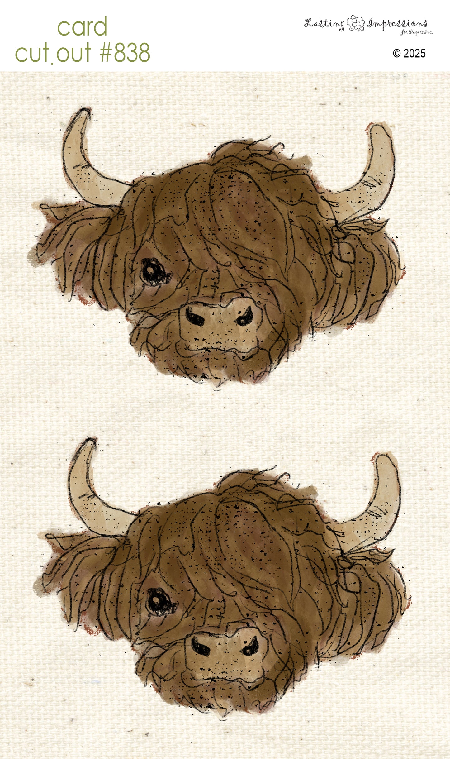 CCO 838 Card Cut Out # 838 Abby Highland Cow