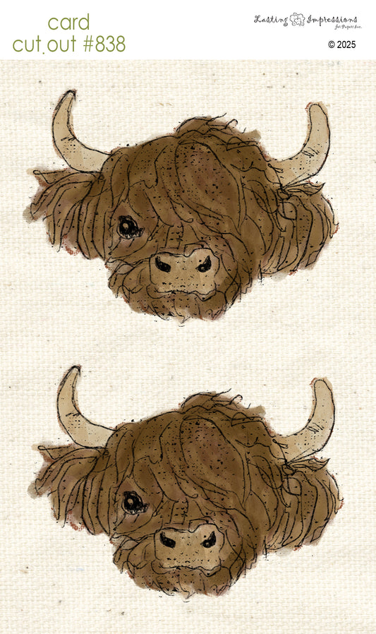 CCO 838 Card Cut Out # 838 Abby Highland Cow