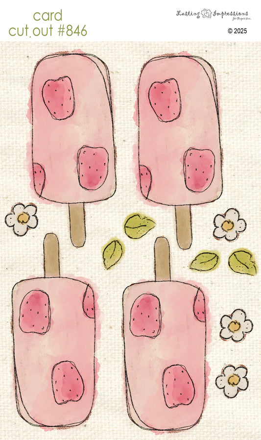 CCO 846 Card Cut Out # 846 Strawberry Popsicles