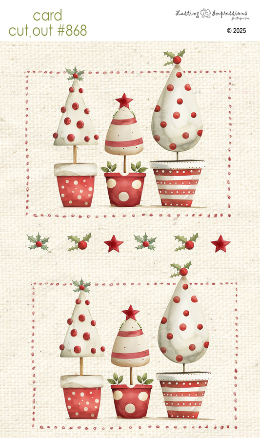 CCO 868 Card Cut Out # 868 Candy Cane Christmas Topiaries