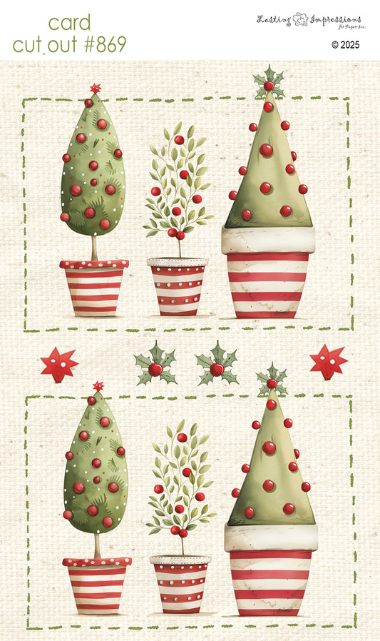 CCO 869 Card Cut Out # 869 Christmas Topiaries