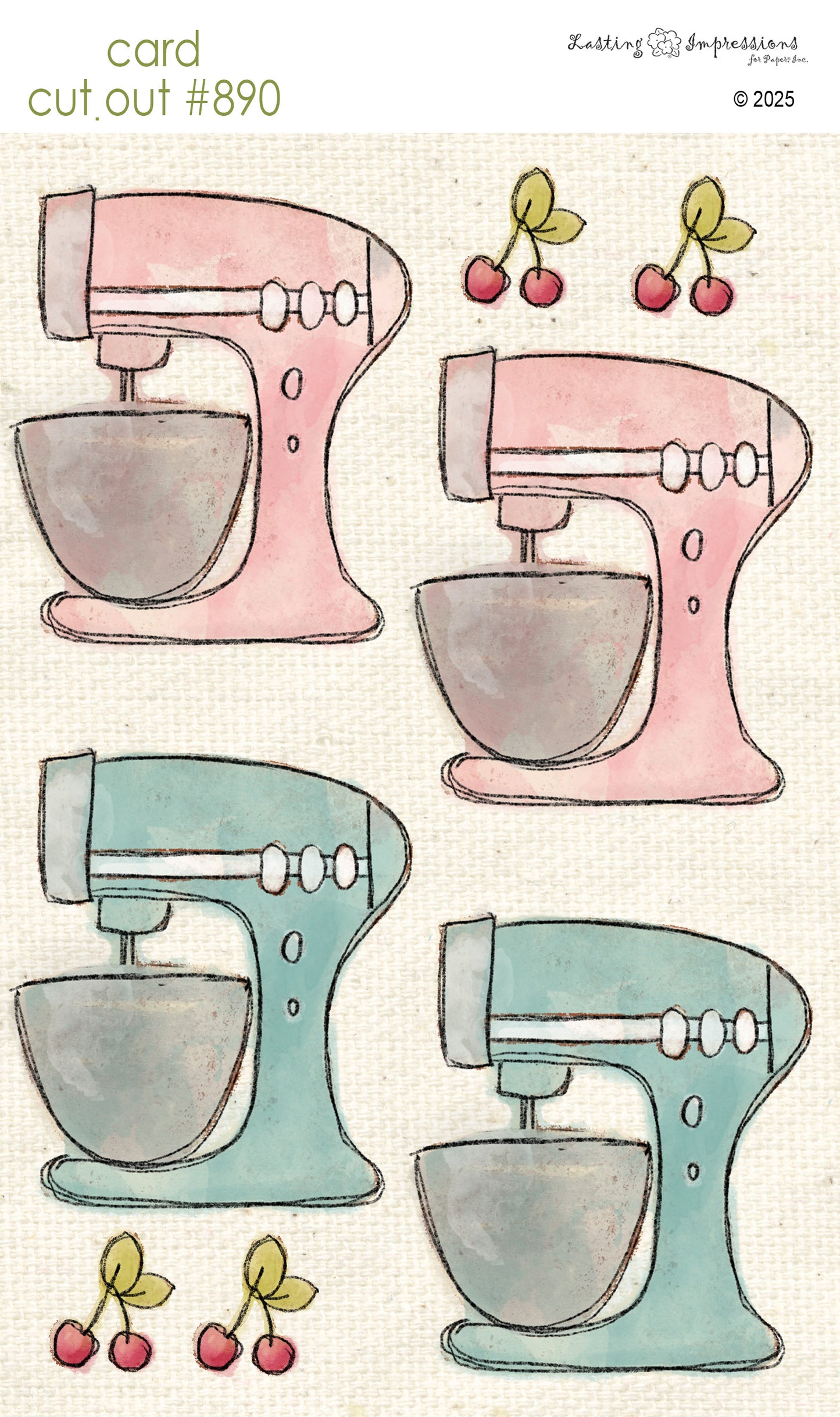 CCO 890 Card Cut Out # 890 Pink & Sea Foam Mixer