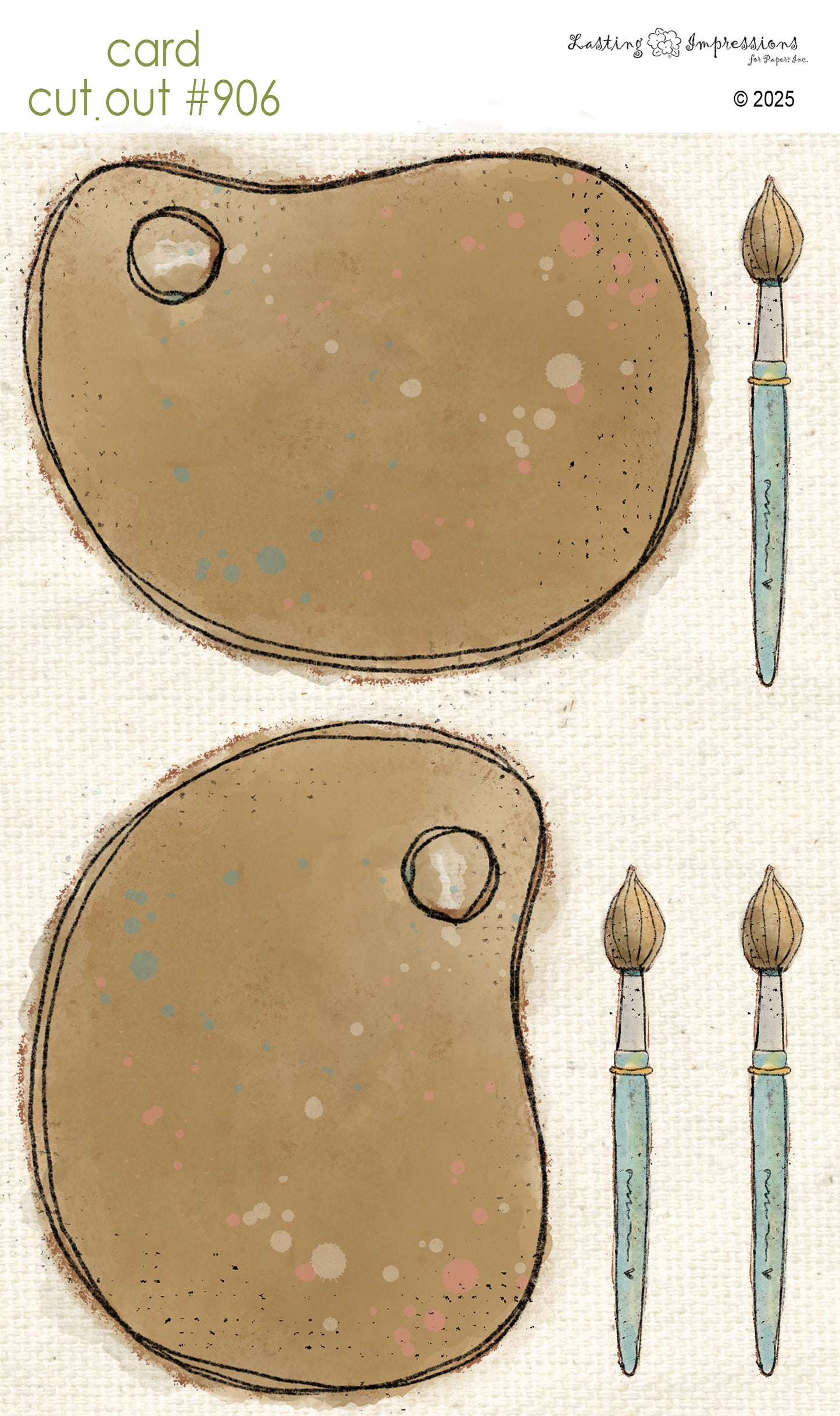 CCO 906 Card Cut Out # 906 Paint Pallette & Brush