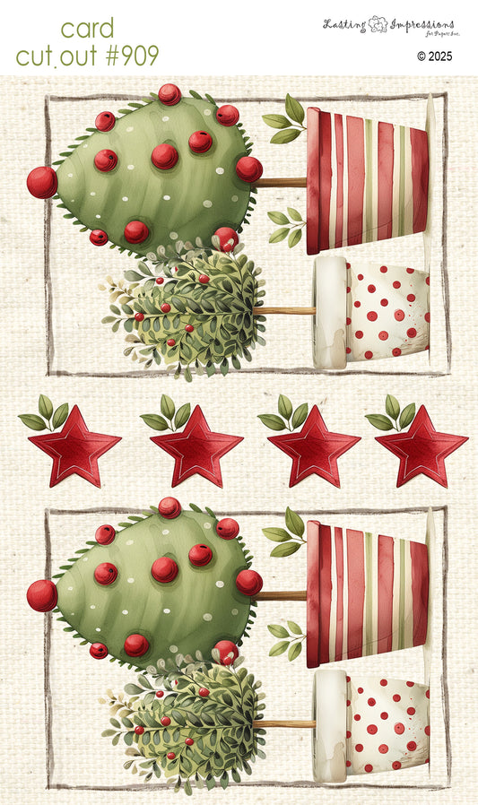CCO 909 Card Cut Out # 909 Christmas Tree Topiaries