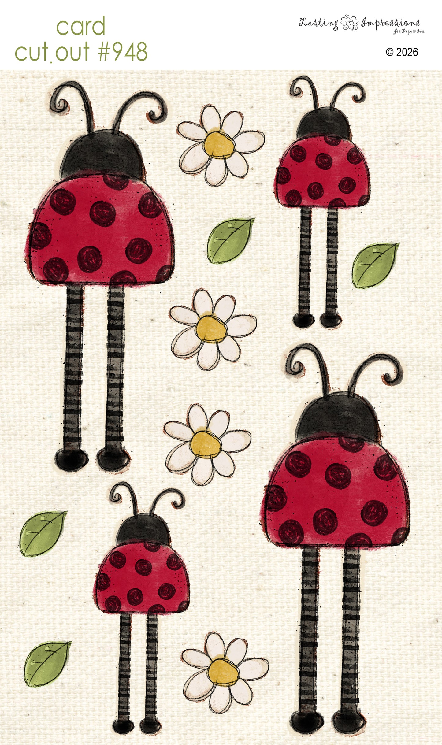 CCO 948 Card Cut Out 948 Long Legged Lady Bug Red Wagon