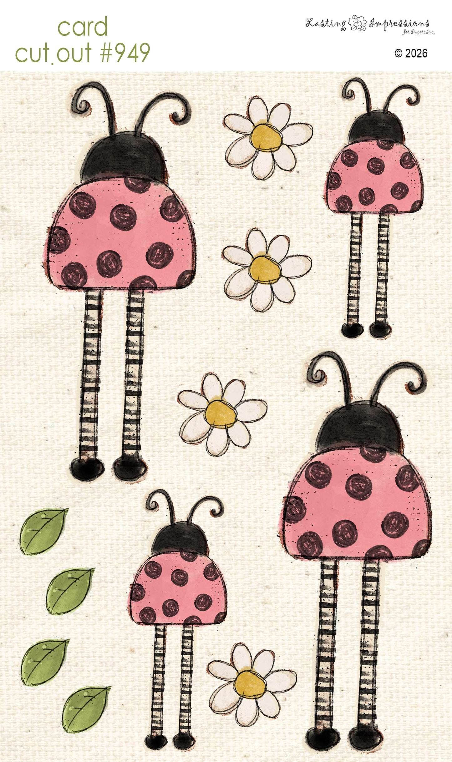 CCO 949 Card Cut Out 949 Long Legged Lady Bug Pink Geranium