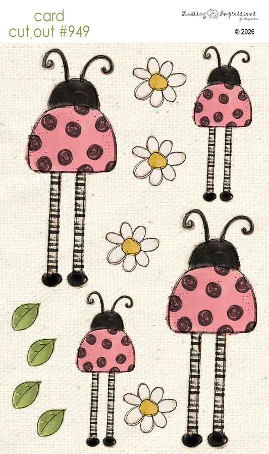 CCO 949 Card Cut Out 949 Long Legged Lady Bug Pink Geranium
