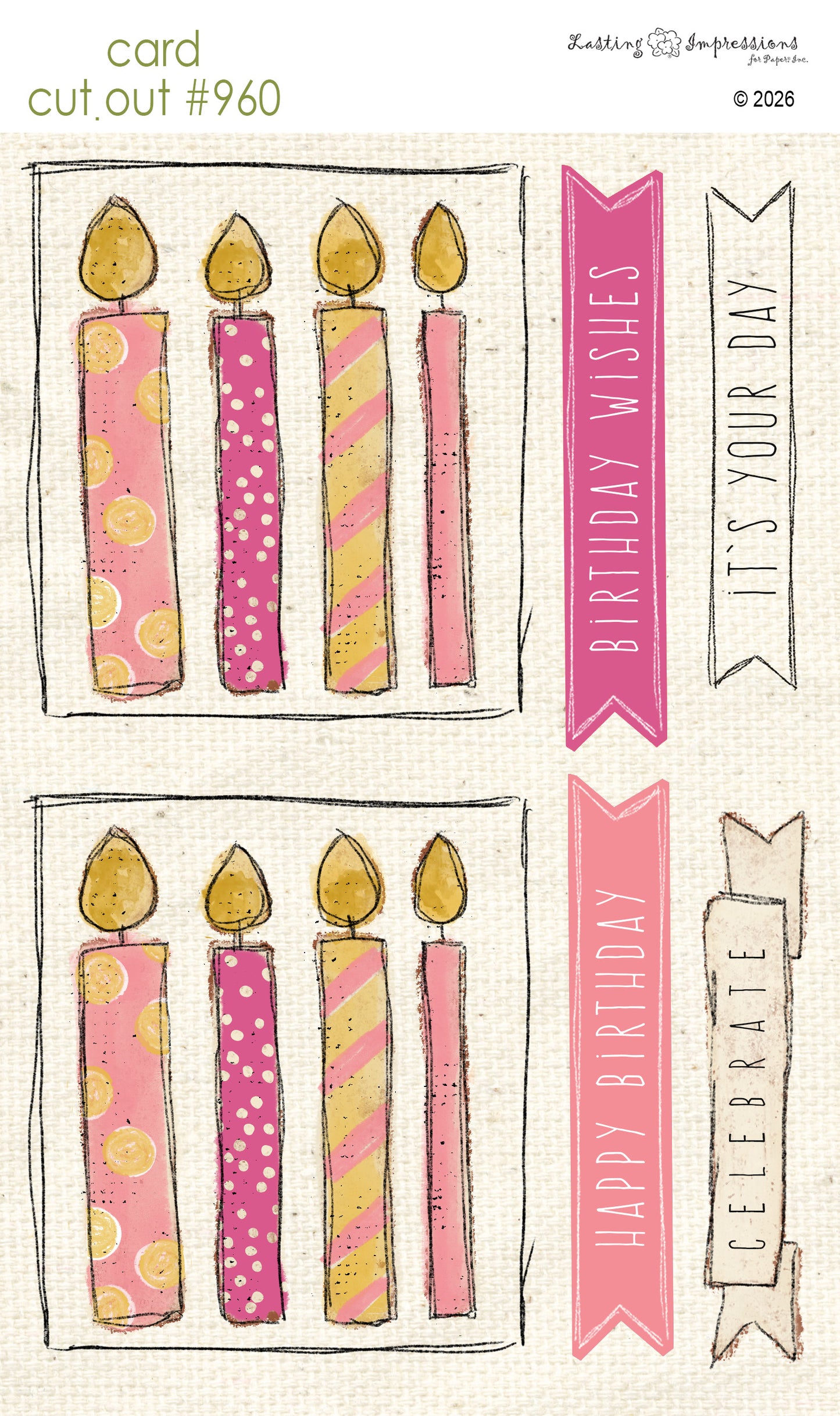CCO 960 Card Cut Out 960 Bright Pink Birthday Candles