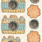 CCO 964 Card Cut Out 964 Blue & Peach Flower Camera