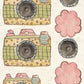 CCO 965  Card Cut Out 965 Pink & Green Flower Camera