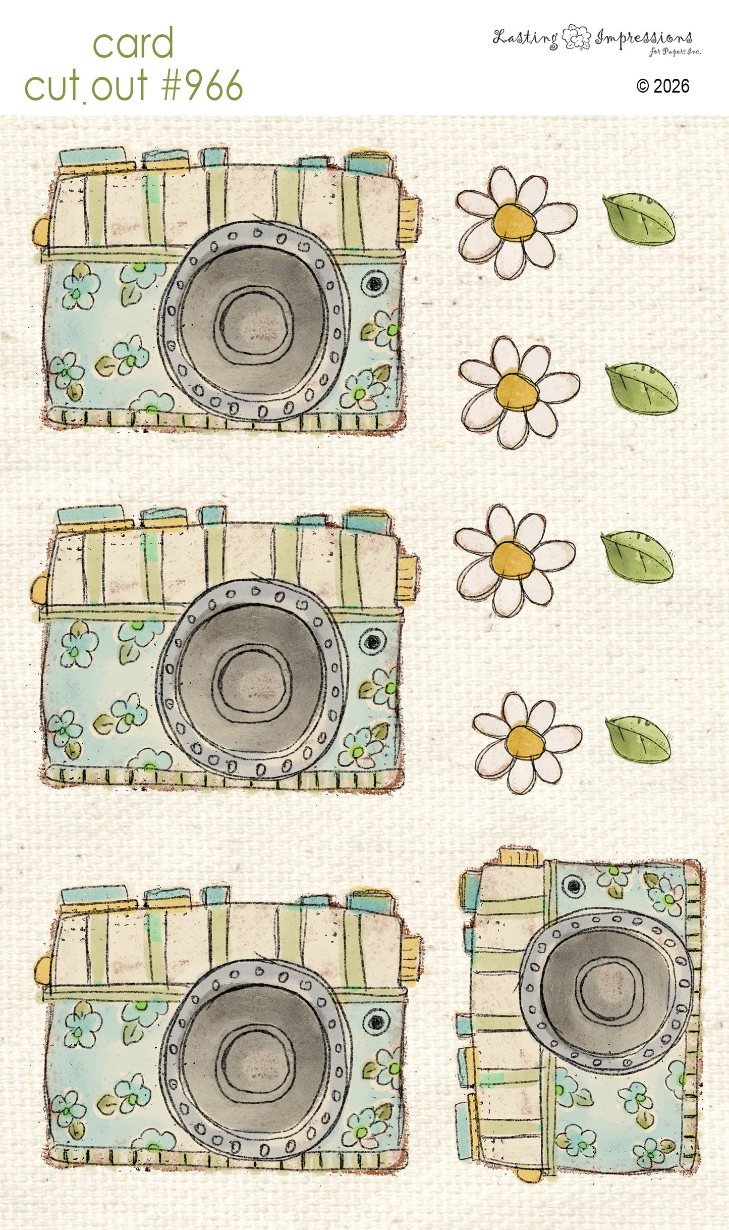 CCO 966 Card Cut Out 966 Blue Flowers & Stripes Camera