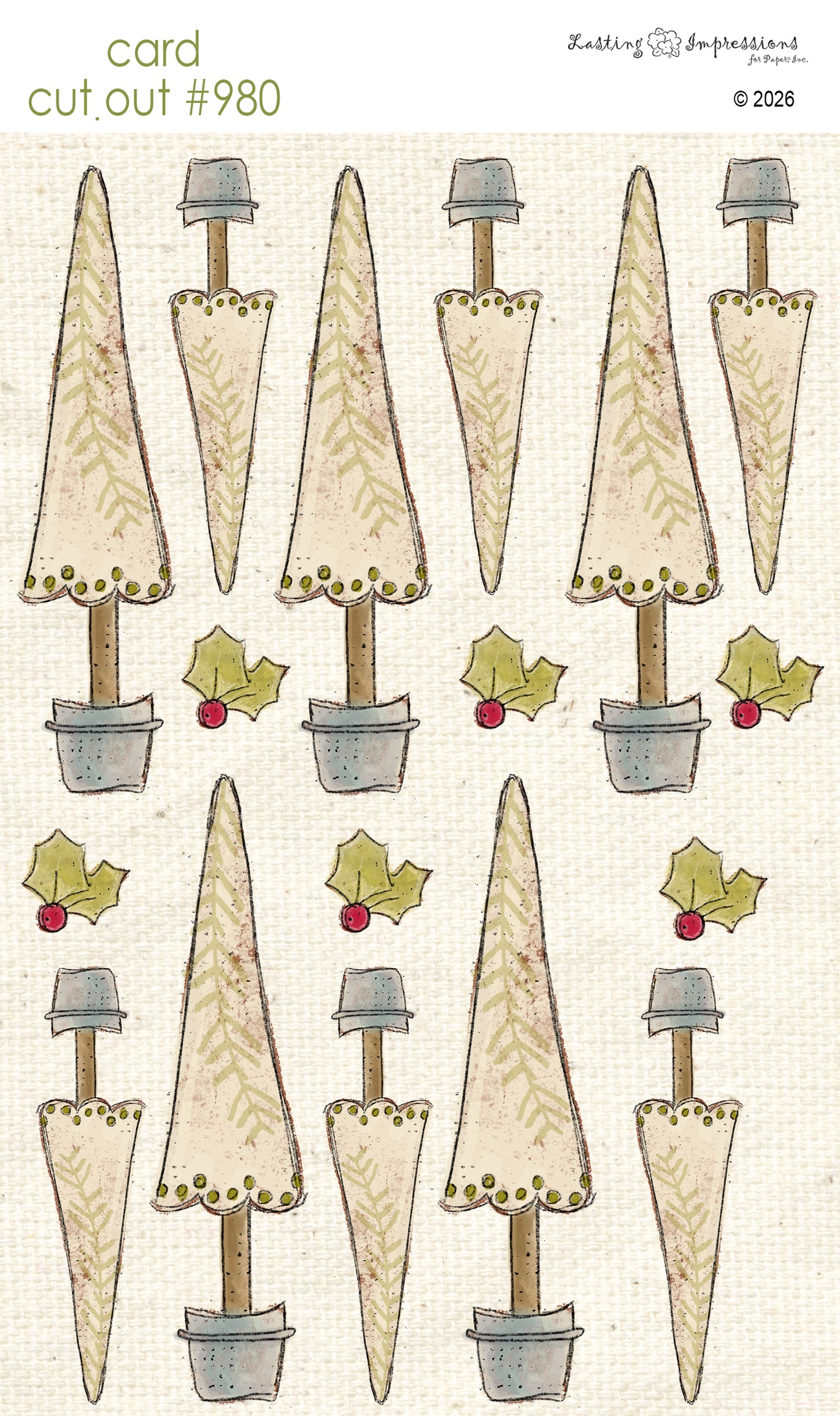 CCO 980 Card Cut Out 980 Cream Tree in Pot