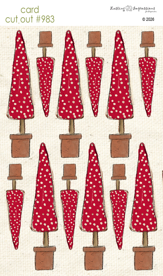 CCO 983 Card Cut Out 983 Red Wagon Polka Dot Tree in Pot