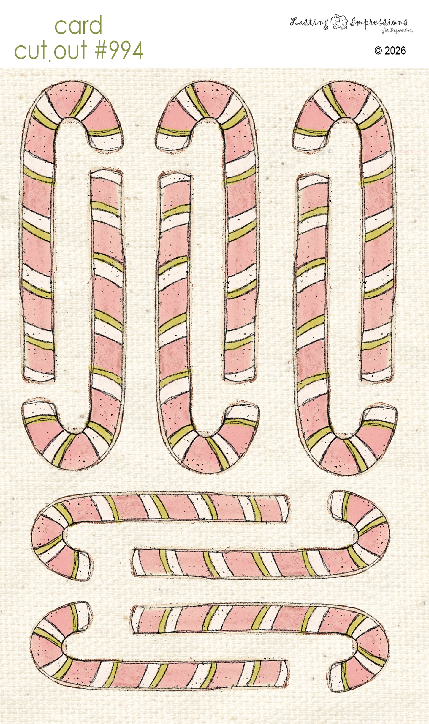 CCO 994 Card Cut Out 994 Pink & Cream Candy Canes