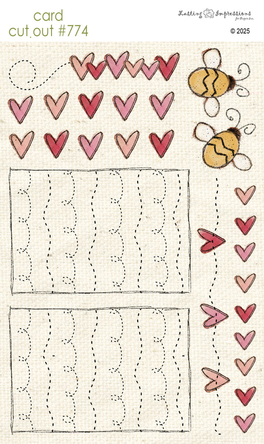 CCO 774 Card Cut Out # 774 Bumble Bees & Buzz Lines