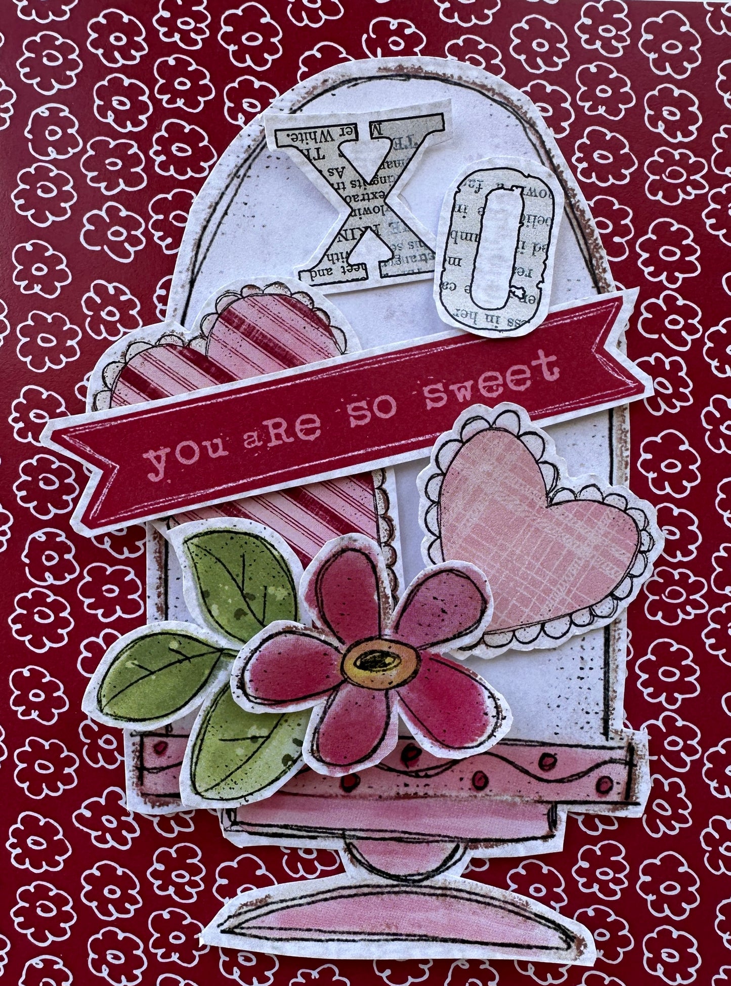 CCO 759 Card Cut Out # 759 Red & Pink Striped Hearts