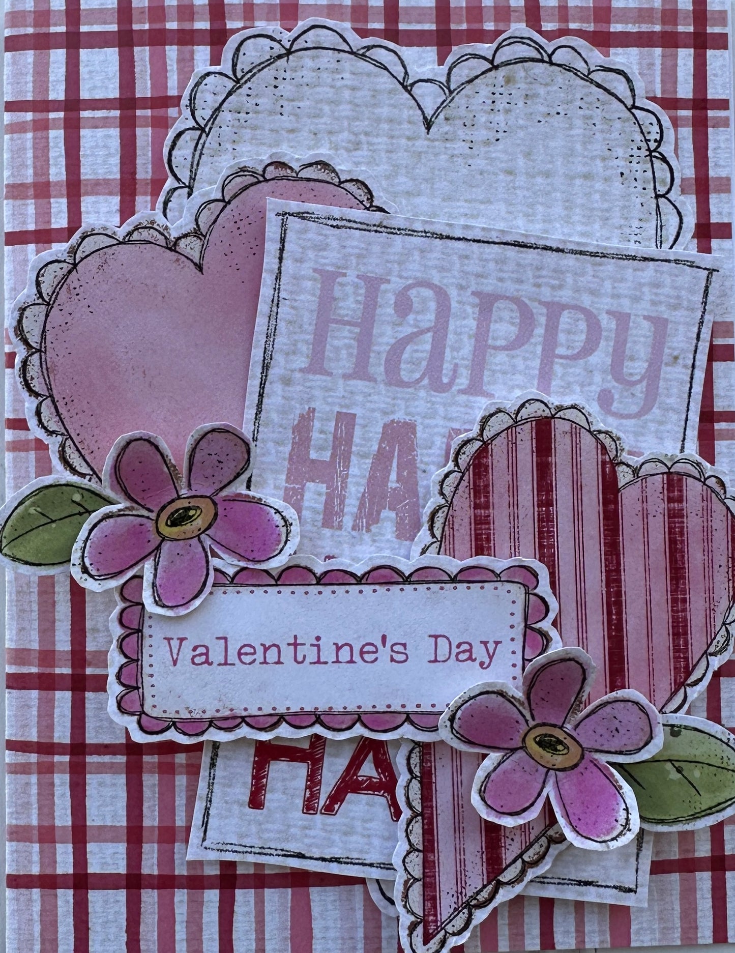 CCO 759 Card Cut Out # 759 Red & Pink Striped Hearts